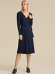 Premium Surplice Neck Tie Side Rib-knit Dress