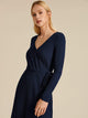Premium Surplice Neck Tie Side Rib-knit Dress