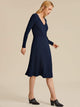 Premium Surplice Neck Tie Side Rib-knit Dress
