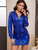 Metallic Button Front Belted Ruched Shirt Dress