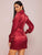 Lace Insert Puff Sleeve Satin Fitted Dress