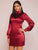 Lace Insert Puff Sleeve Satin Fitted Dress