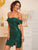 Zipper Back Split Hem Foldover Bardot Sequin Dress