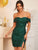 Zipper Back Split Hem Foldover Bardot Sequin Dress