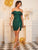 Zipper Back Split Hem Foldover Bardot Sequin Dress