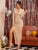 Cut Out Front Ruched Split Thigh Sequin Dress