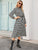 Houndstooth Print Tie Neck Dress Without Belt