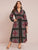 Plus Lapel Neck Tribal Print Shirt Dress