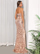 Missord Halter Neck Floor Length Sequin Prom Dress
