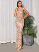 Missord Halter Neck Floor Length Sequin Prom Dress
