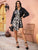 Cheetah Print Color-Block Belted Shirt Dress