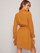 Button Front Elastic Waist Shirt Dress