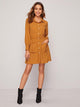 Button Front Elastic Waist Shirt Dress