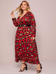 Plus Leopard Print Wrap A-line Dress