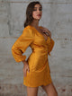 Double Crazy Plunging Neck Wrap Knot Satin Dress