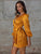 Double Crazy Plunging Neck Wrap Knot Satin Dress