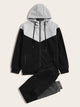 Men Two Tone Drawstring Hoodie & Sweatpants