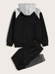 Men Two Tone Drawstring Hoodie & Sweatpants
