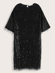 Sequin Fringe Keyhole Back Tunic Dress