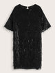 Sequin Fringe Keyhole Back Tunic Dress
