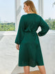 Plus Ruffle Trim Satin Wrap Dress