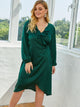 Plus Ruffle Trim Satin Wrap Dress