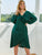 Plus Ruffle Trim Satin Wrap Dress