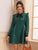 Allover Graphic Tie Neck Ruffle Trim Dress