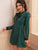Allover Graphic Tie Neck Ruffle Trim Dress