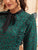 Allover Graphic Tie Neck Ruffle Trim Dress