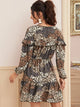 Floral Print Frill A-line Dress