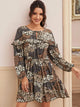 Floral Print Frill A-line Dress