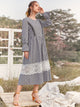 Gingham Lace Panel Flounce Sleeve Smock Dress
