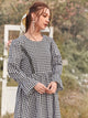Gingham Lace Panel Flounce Sleeve Smock Dress