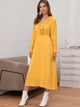 Solid Ruffle Trim V-Neck Chiffon Dress