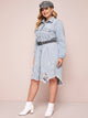 Plus Ripped Raw Hem Denim Shirt Dress Without Belt