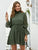 Swiss Dot Lettuce Frill Drawstring Waist Dress