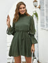 Swiss Dot Lettuce Frill Drawstring Waist Dress