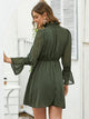 Swiss Dot Lettuce Frill Drawstring Waist Dress