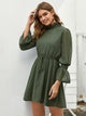 Swiss Dot Lettuce Frill Drawstring Waist Dress