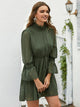 Swiss Dot Lettuce Frill Drawstring Waist Dress