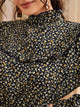Ditsy Floral Print Ruffle Trim Dress