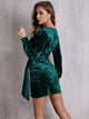 SBetro Plunge Neck Wrap Draped Velvet Dress