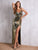 SBetro Criss-cross Backless Split Thigh Metallic Cami Prom Dress