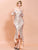 Missord Cold Shoulder Flounce Sleeve High Low Hem Sequin Prom Dress