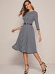 Binding Detail Houndstooth Fit & Flare Dress Without Belt