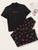 Letter Graphic Tee With Allover Cherry Print Pants