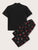 Letter Graphic Tee With Allover Cherry Print Pants