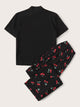 Letter Graphic Tee With Allover Cherry Print Pants