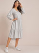 Solid V-Neck Babydoll Dress